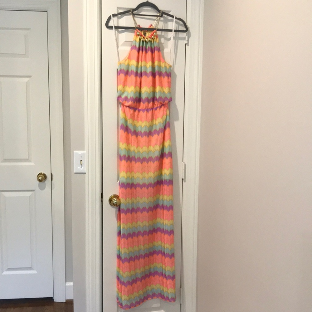 Lilly Pulitzer Striped Dress with Gold Detailing
